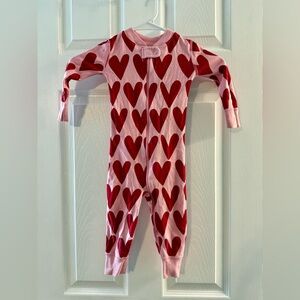Hanna Andersson Pink and Red Heart Sleeper Size 18-24 Months